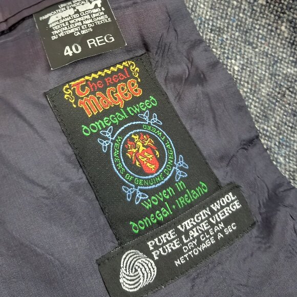 Vintage The Real MaGee Donegal Ireland Tweed Wool Blazer Mens 40-42 R - Picture 3 of 9